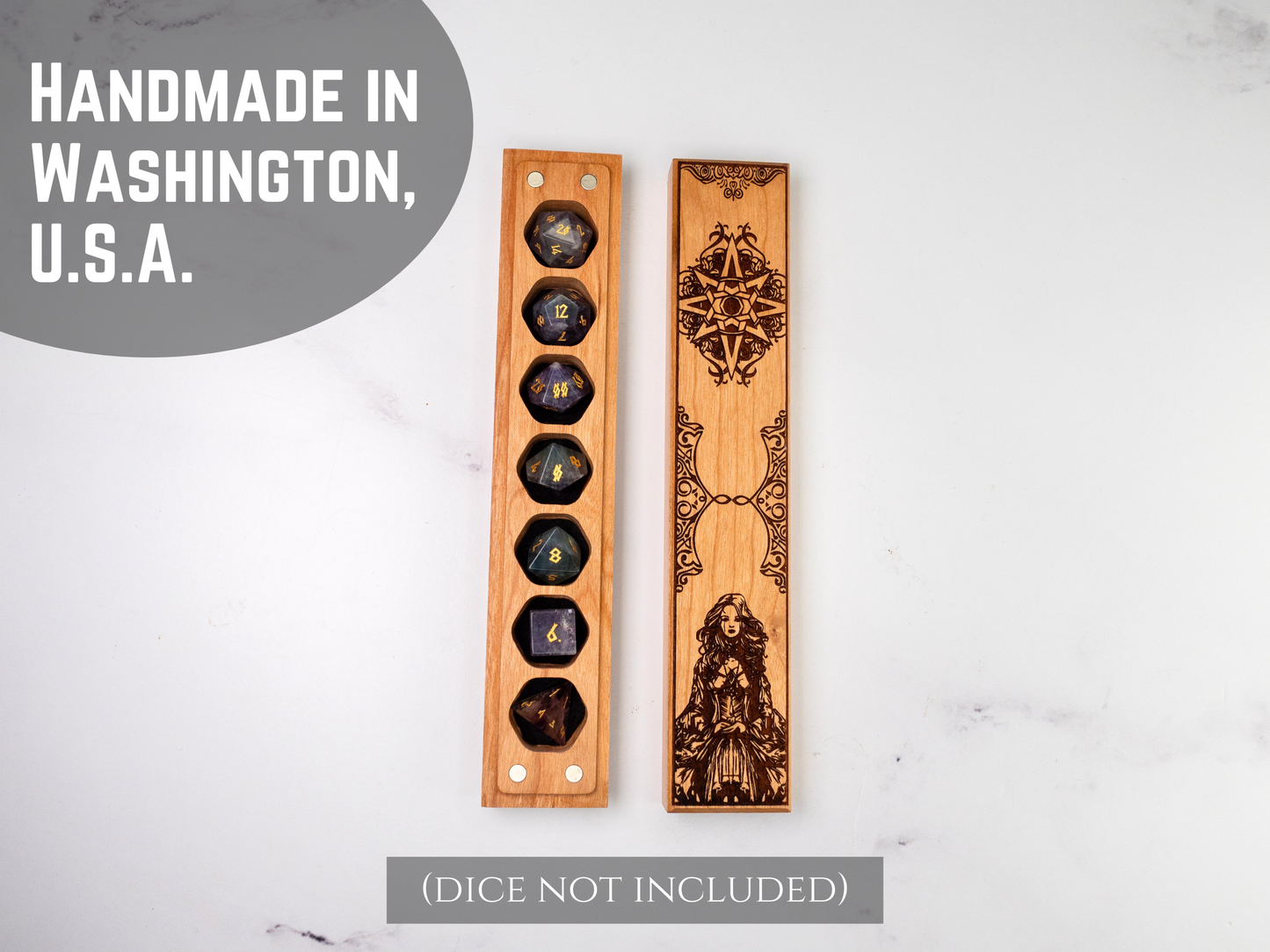 Gothic Candle Girl | Engraved Council of 7 Dice Vault