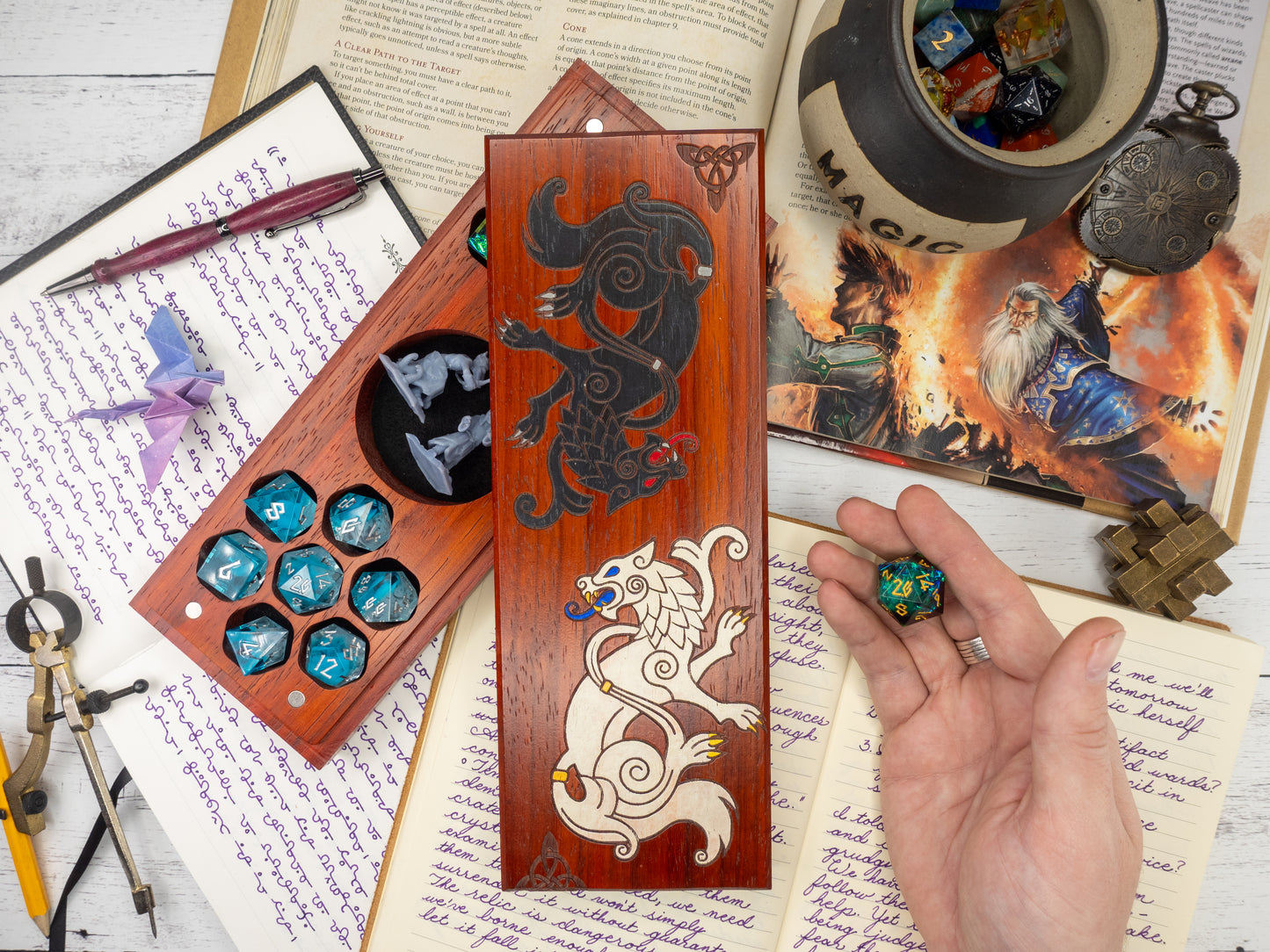 Celtic Wolves | Hand Painted Dice Vault