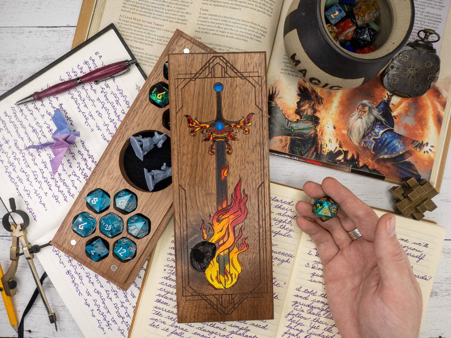 Flaming Sword | Hand Painted Dice Vault