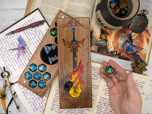 Flaming Sword | Hand Painted Dice Vault