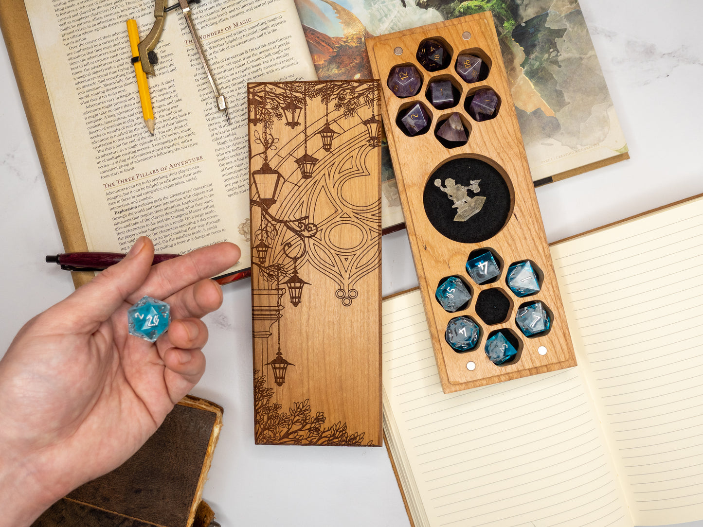 Hanging Lanterns | Engraved Dual Hex Dice Vault