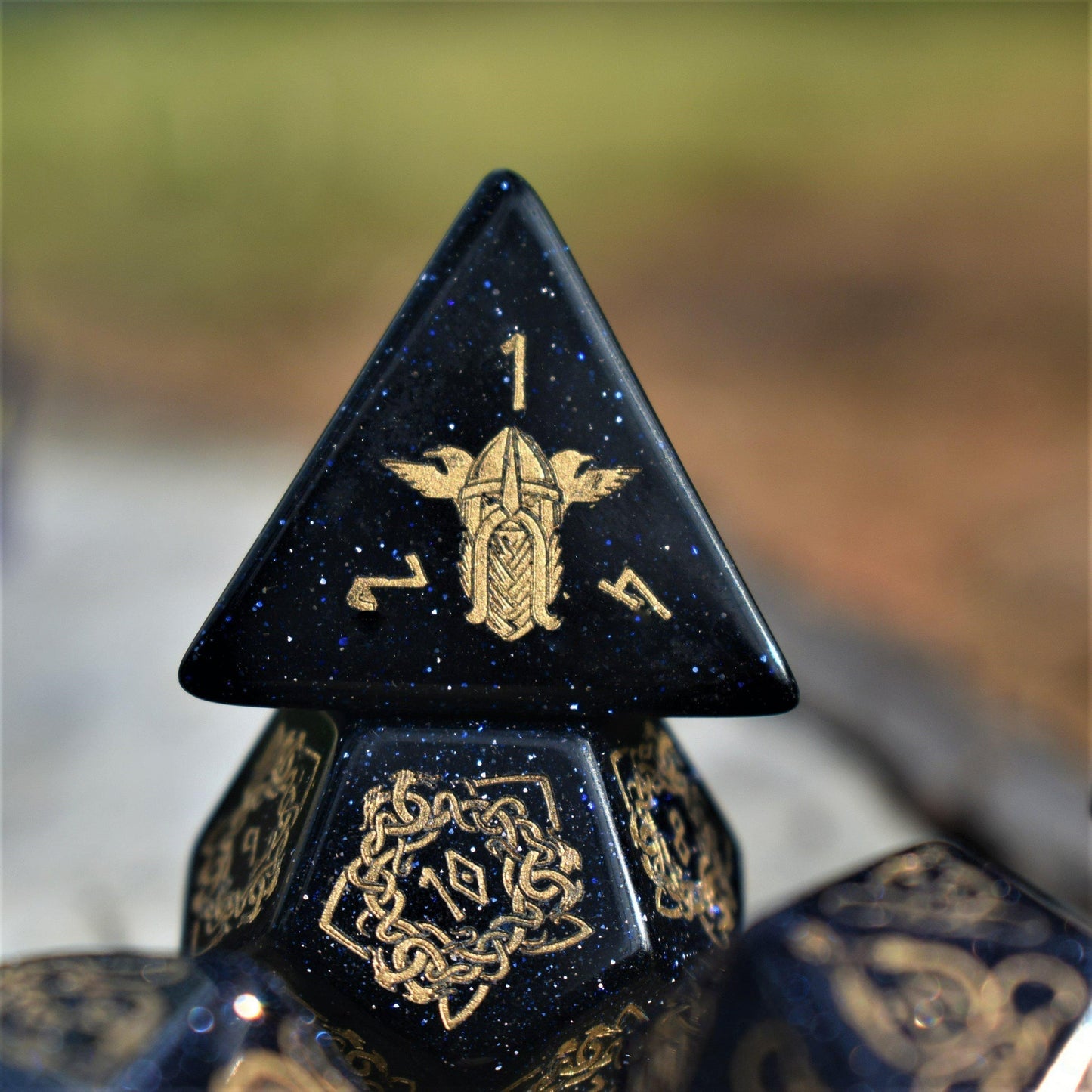 Serpent of Midgard Blue Sandstone Stone Dice Set