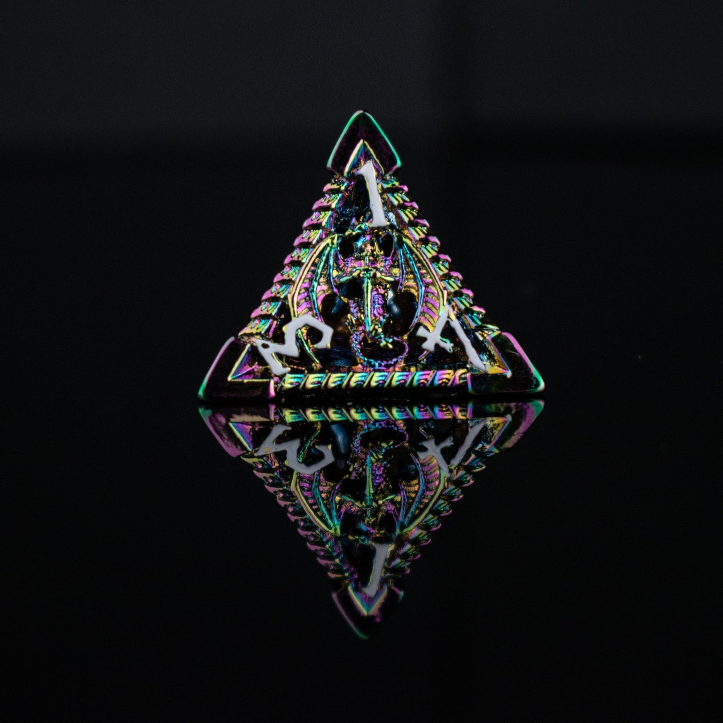 Dragon Sword Hollow Metal Dice Set - Iridescent