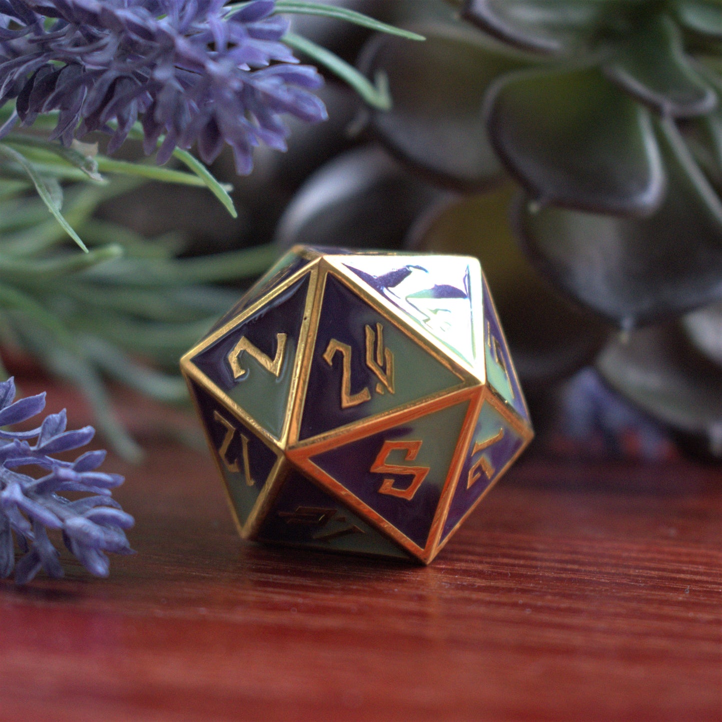 Succulent & Lavender Metal Dice Set