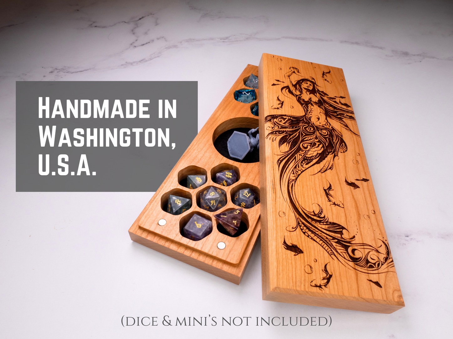 Mermaid | Engraved Dual Hex Dice Vault