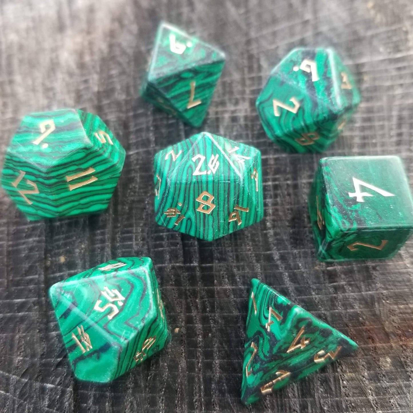 Malachite Stone Dice Set
