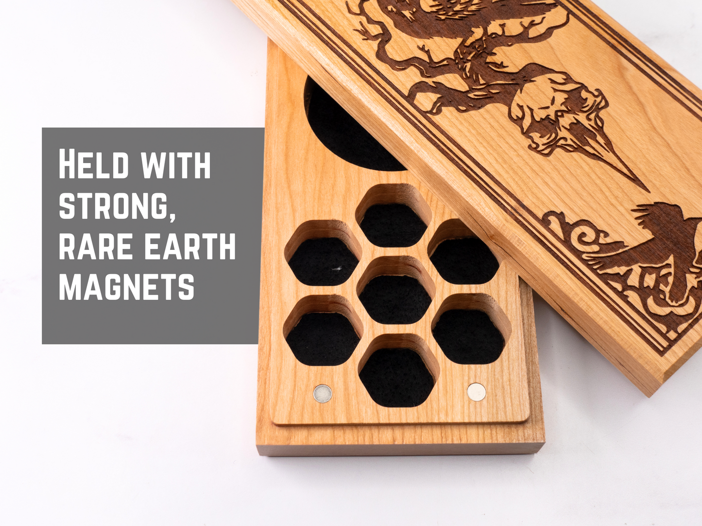 Gothic Raven | Engraved Dual Hex Dice Vault