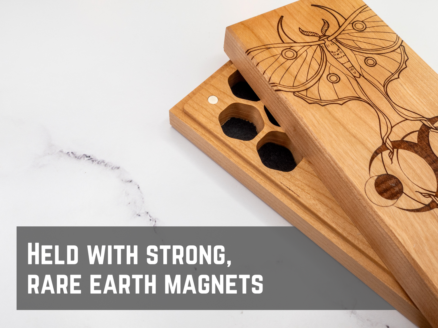 Luna Moth | Engraved Dual Hex Dice Vault