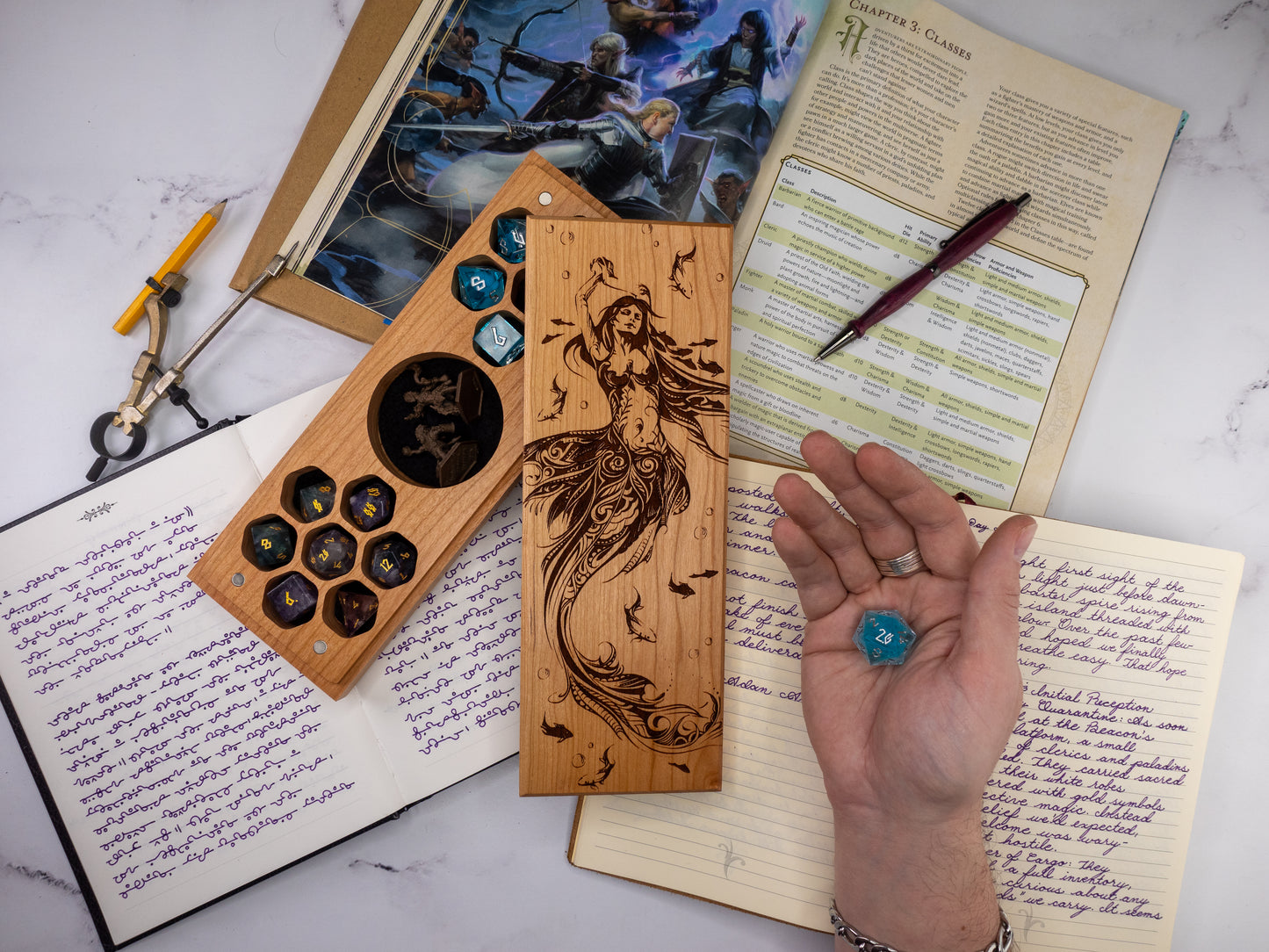 Mermaid | Engraved Dual Hex Dice Vault