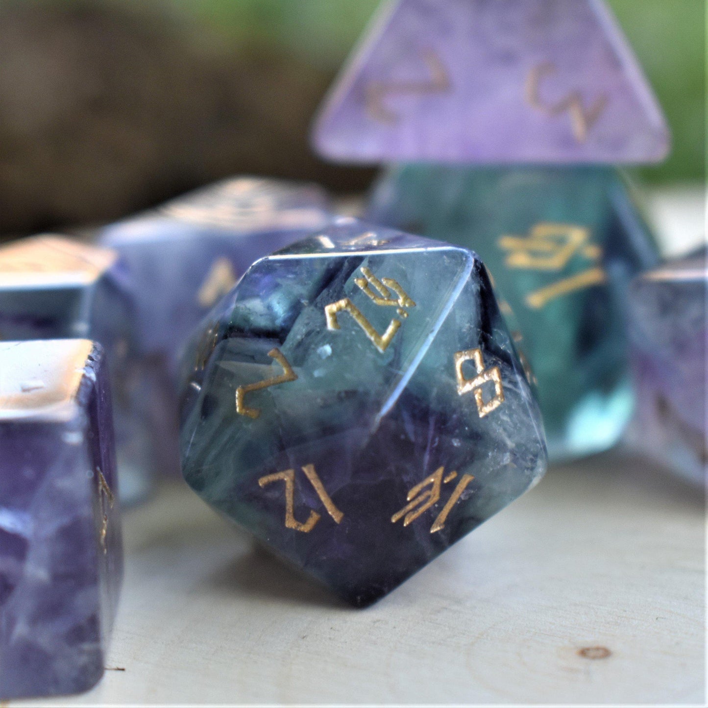 Purple Fluorite Stone Dice Set