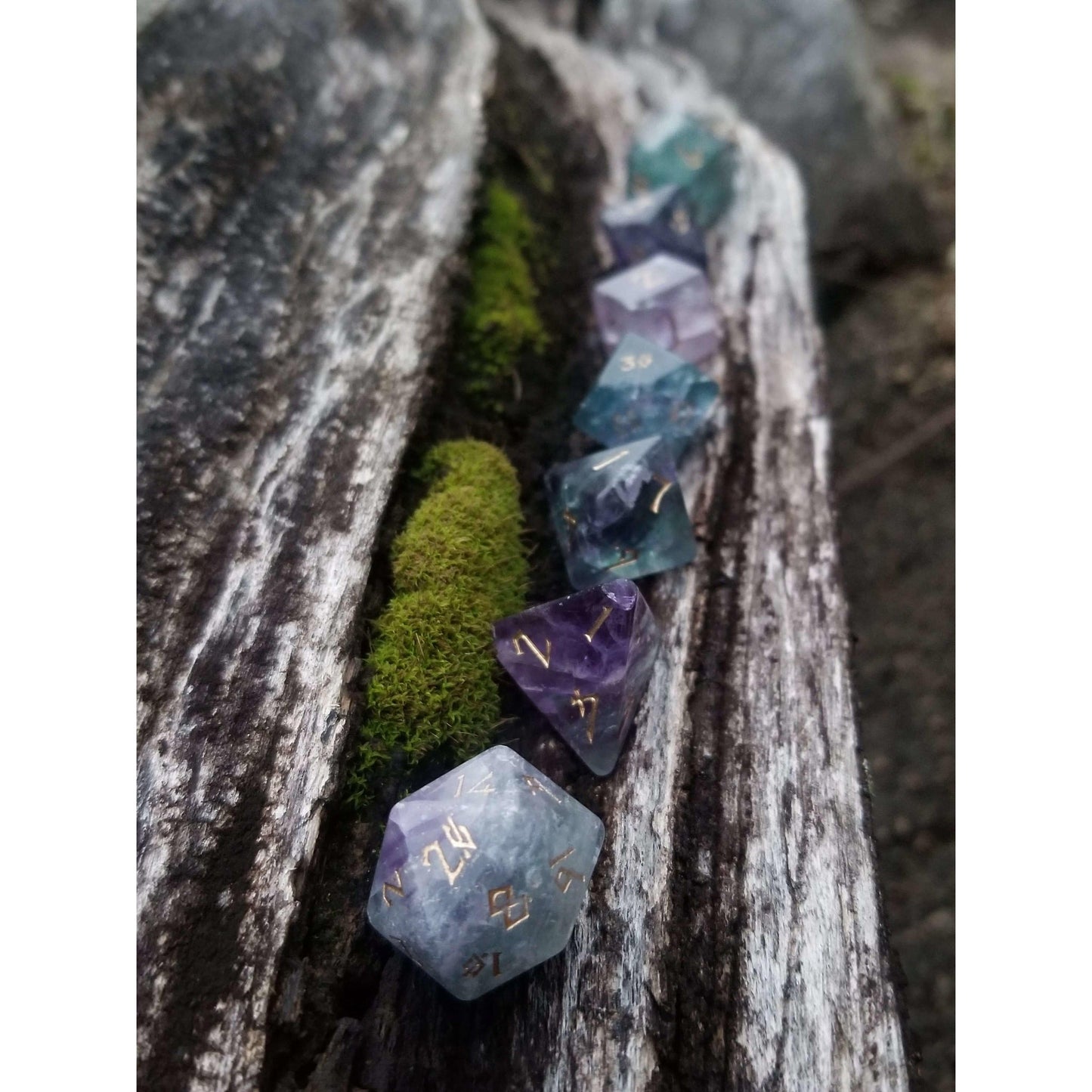 Purple Fluorite Stone Dice Set