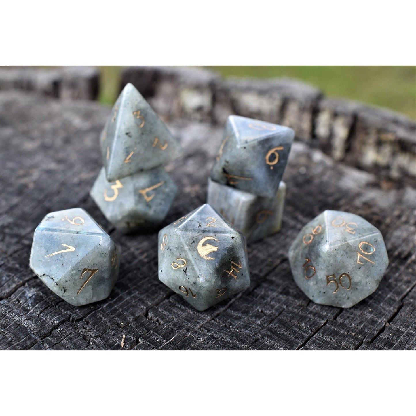 Werewolf Labradorite "Moonstone" Stone Dice Set