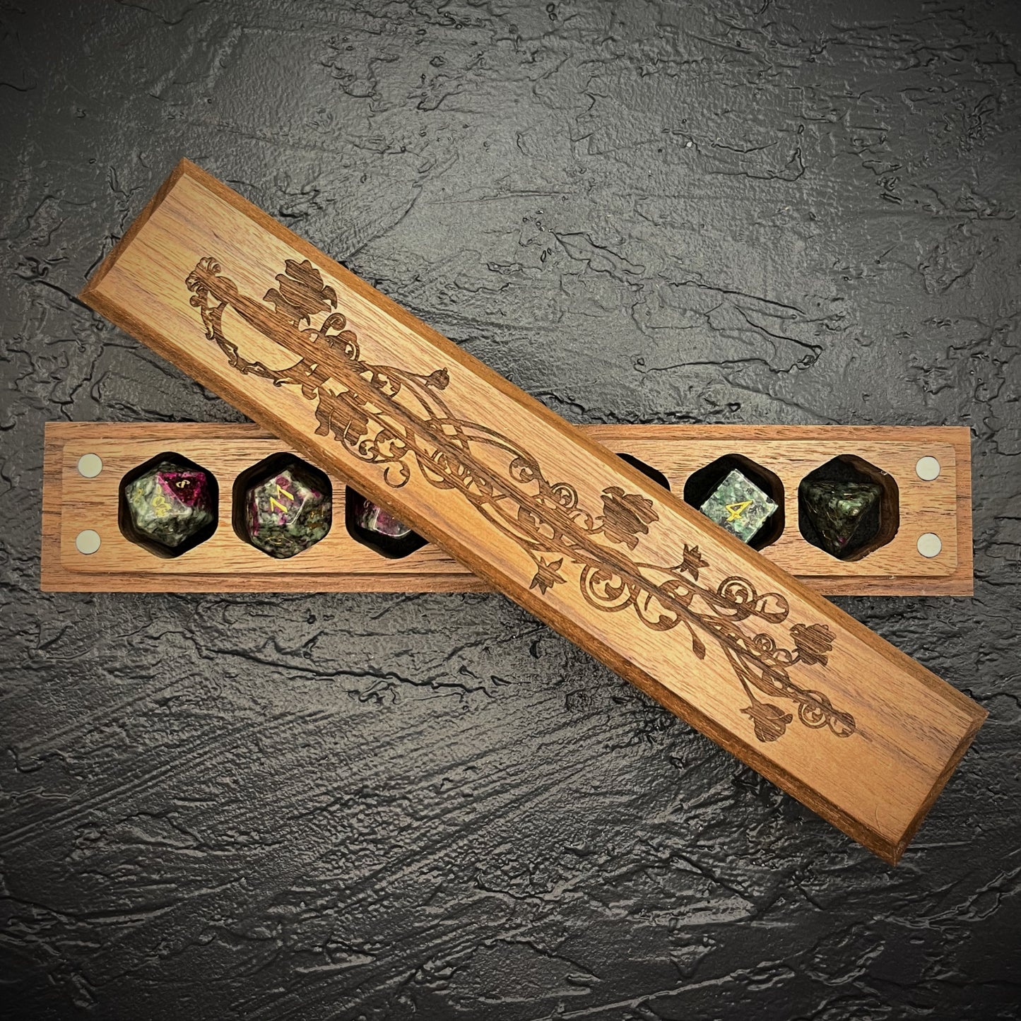 Rose Bride Engraved Council of 7 Dice Vault