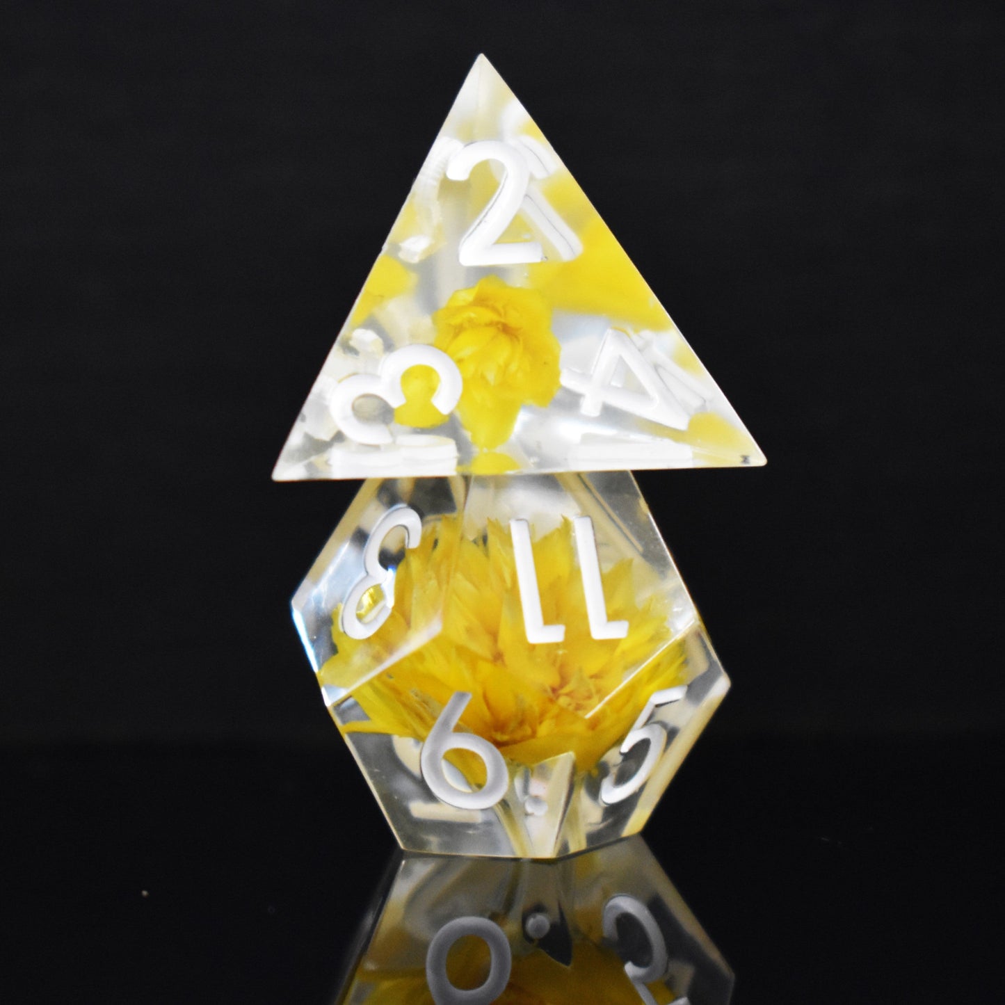 Amber Lotus Sharp-Edged Resin Dice Set