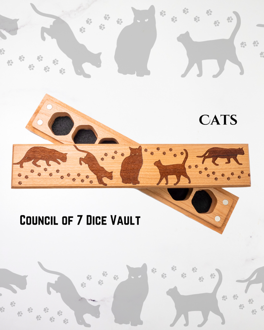 Cats | Engraved Council of 7 Dice Vault