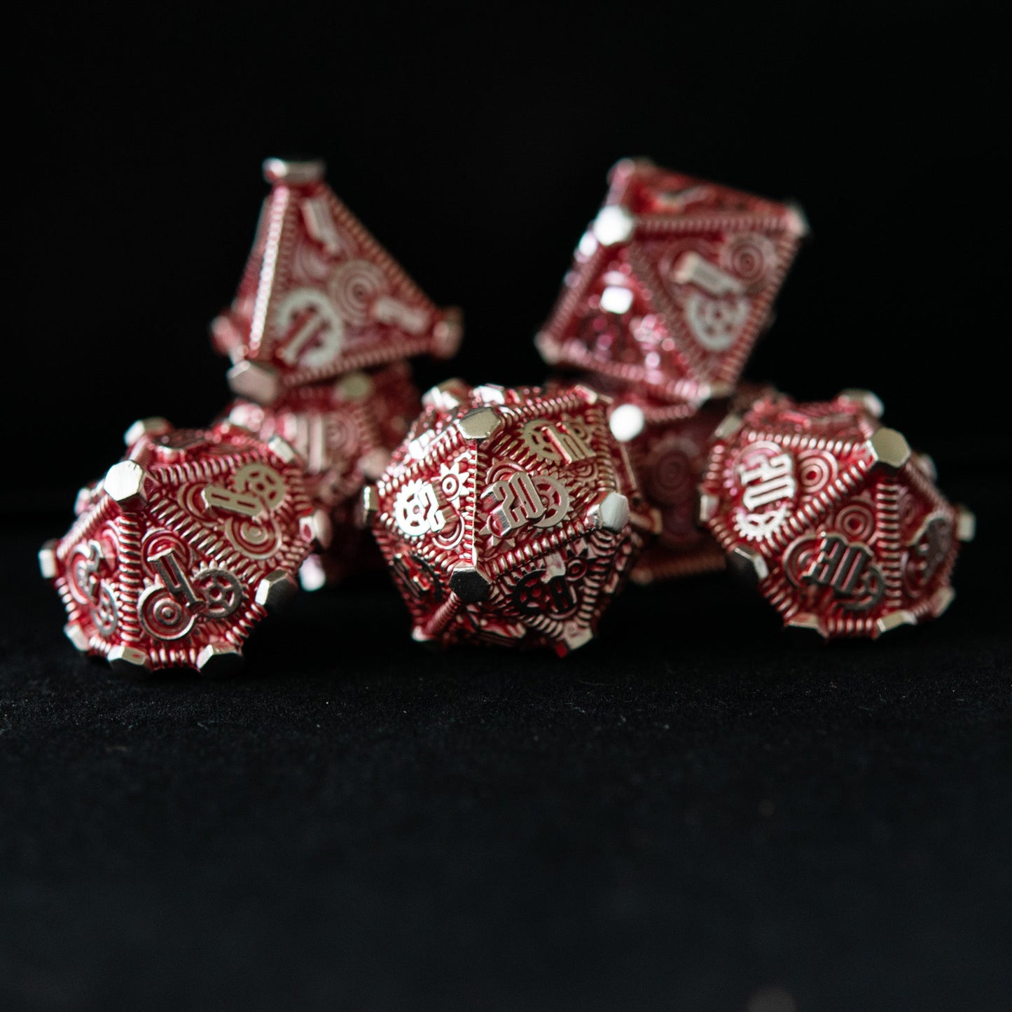 Red and Silver - Weird West Wasteland Metal Dice Set