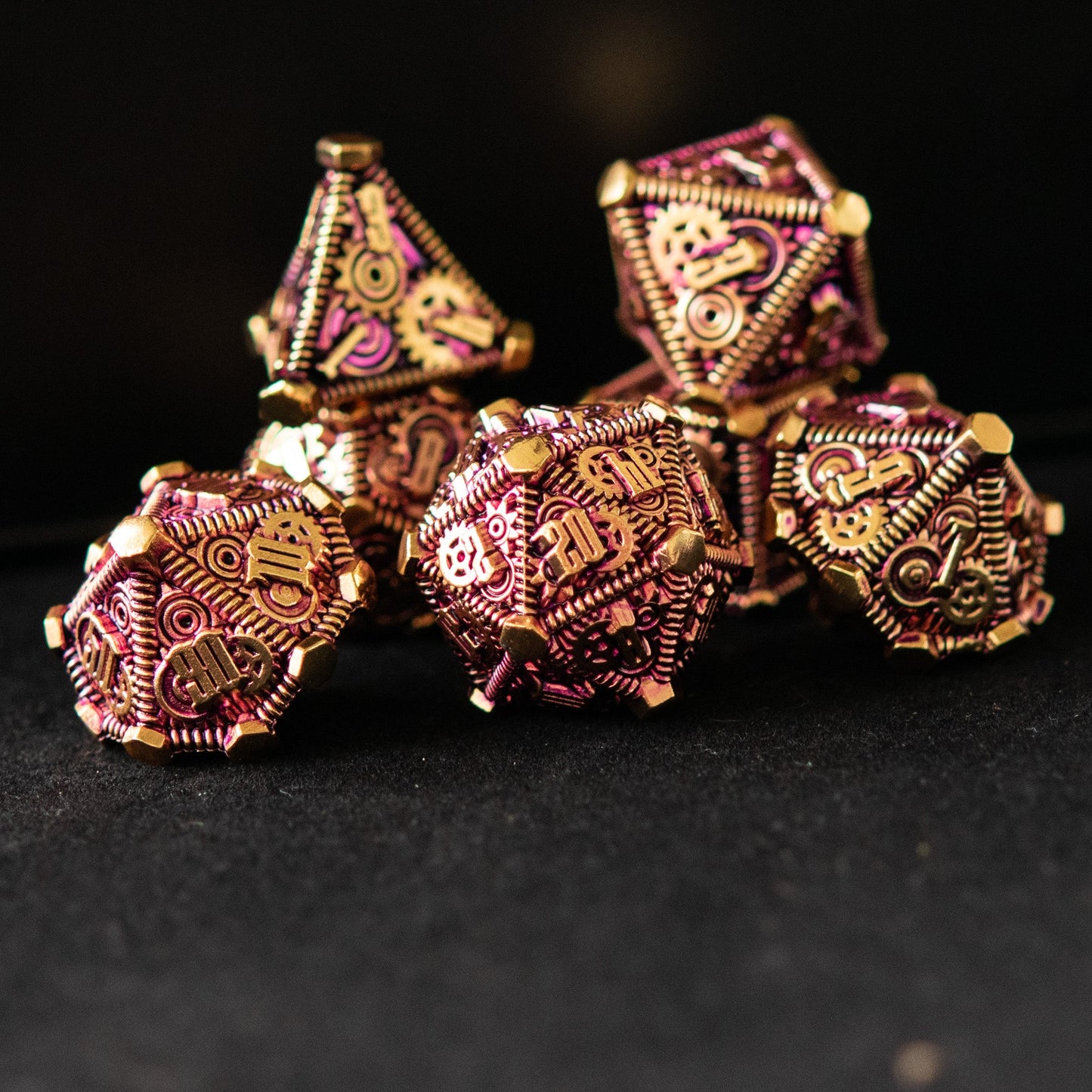 Purple and Gold - Weird West Wasteland Metal Dice Set