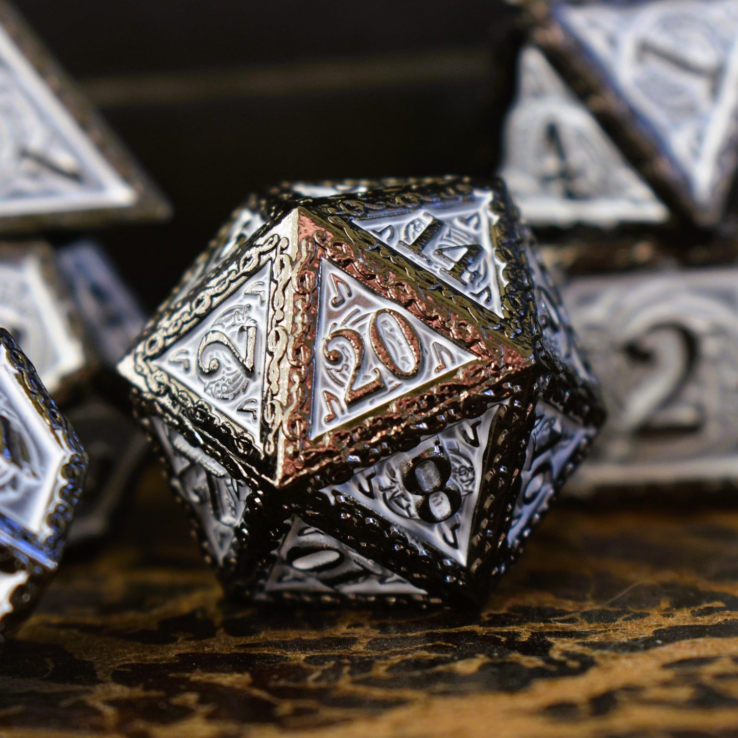 Ballad of the Bard Black and White Metal Dice Set