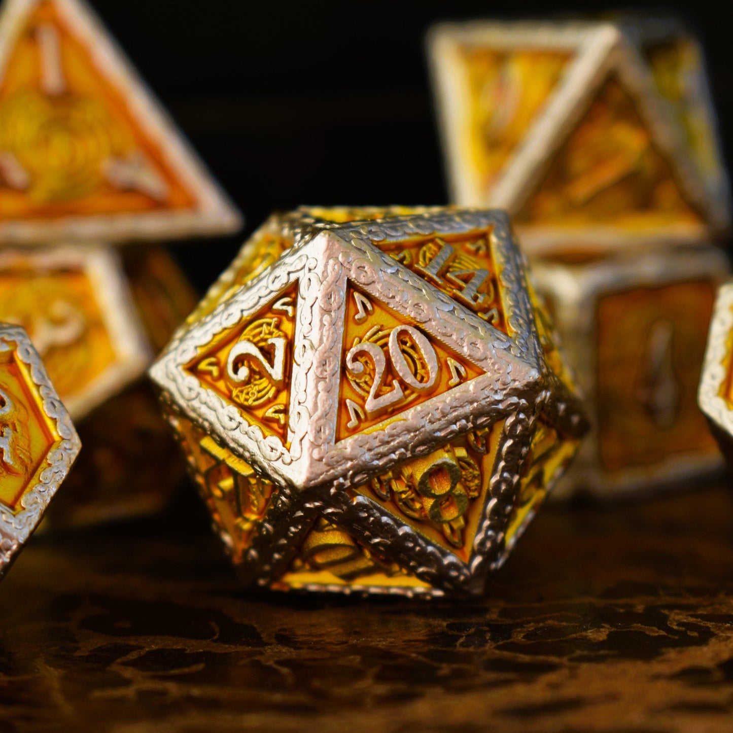 Ballad of the Bard Gold and Silver Metal Dice Set