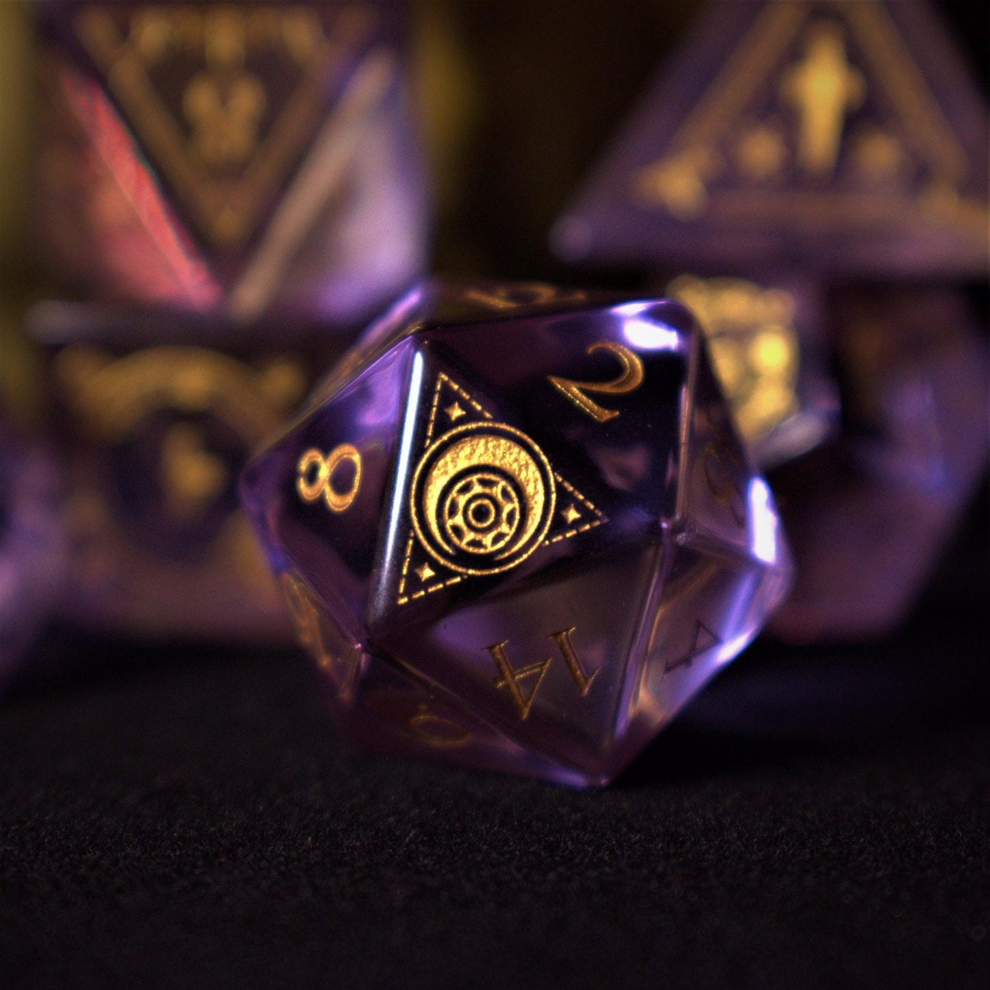 Fabled Mark Purple Glass Dice Set