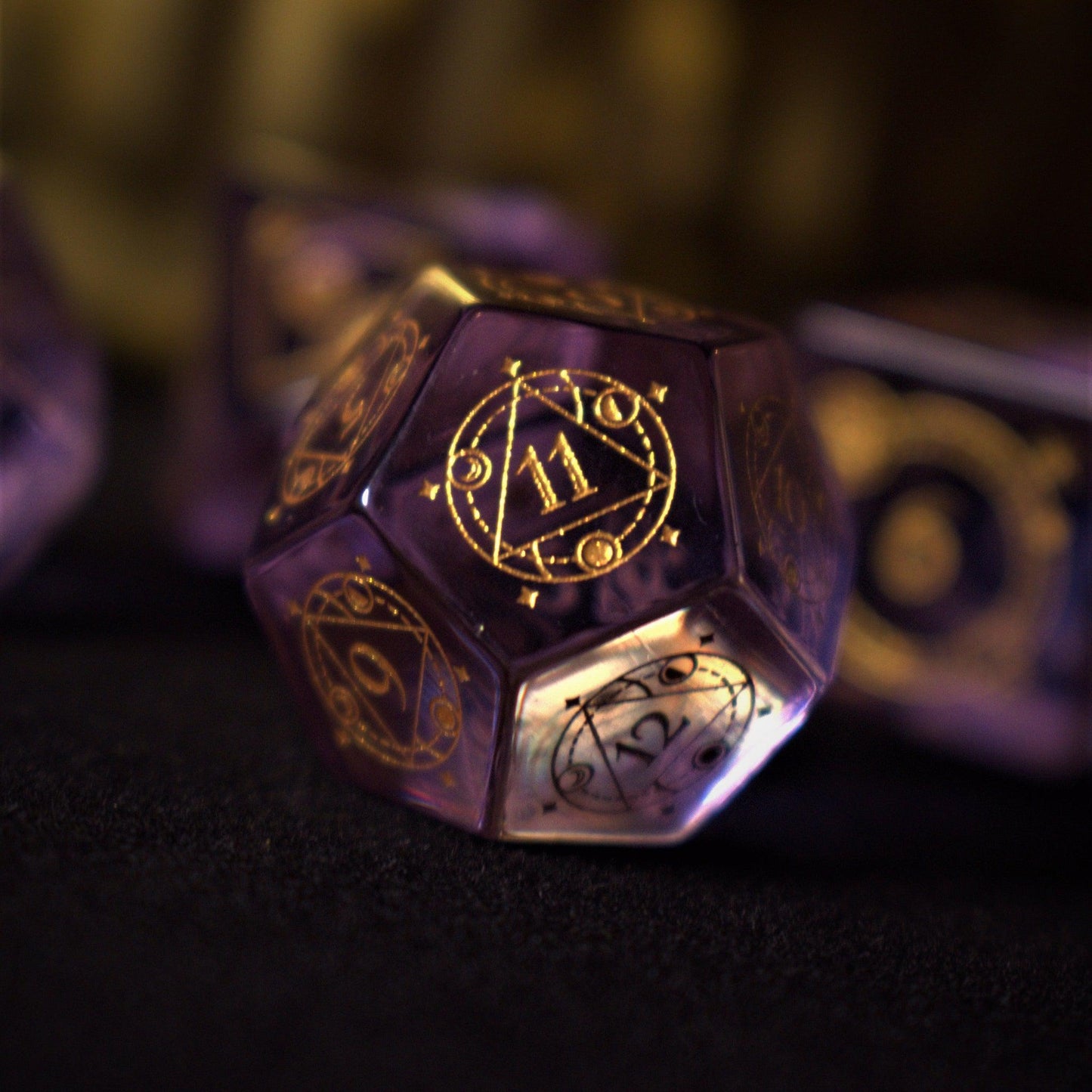 Fabled Mark Purple Glass Dice Set
