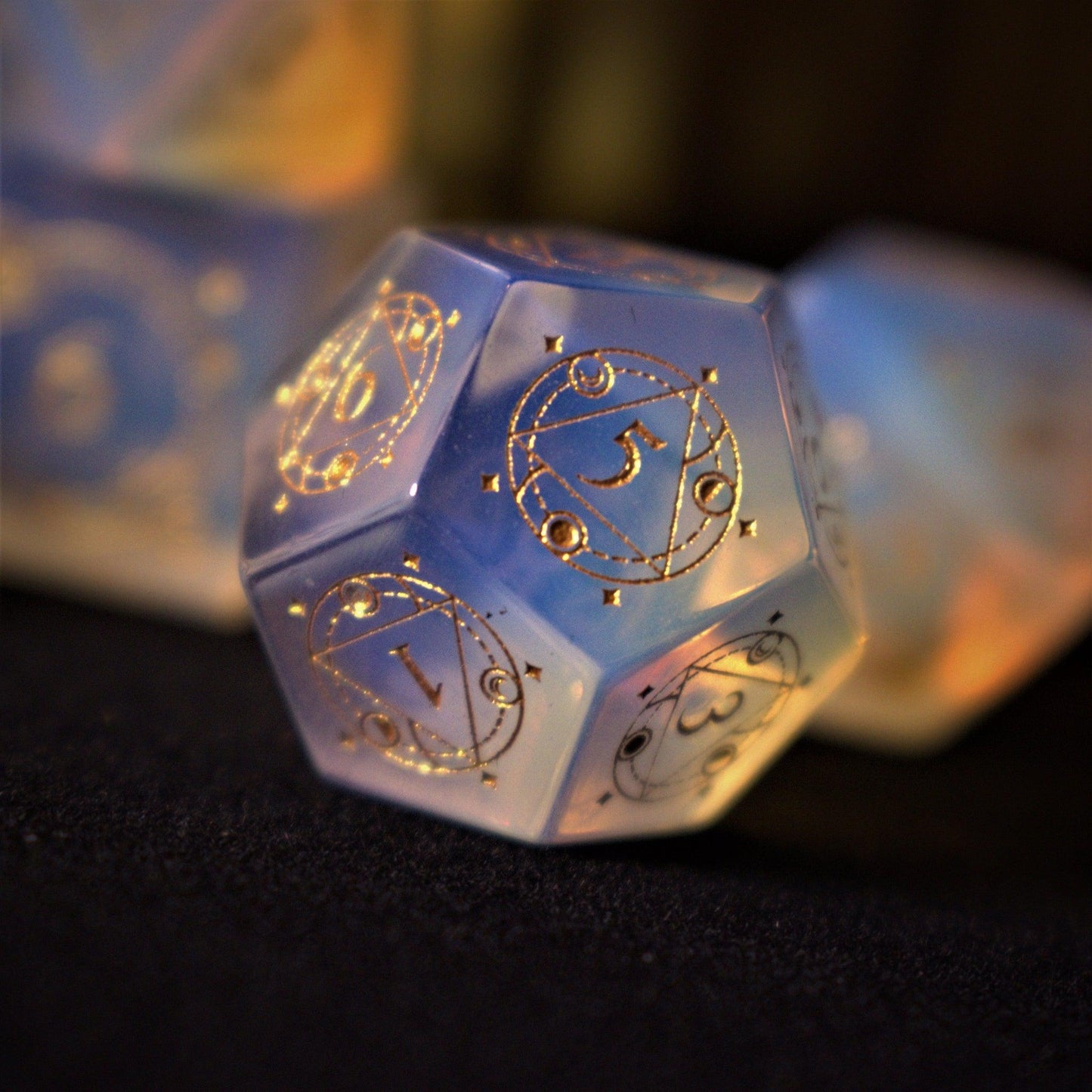 Fabled Mark Opalite Stone Dice Set