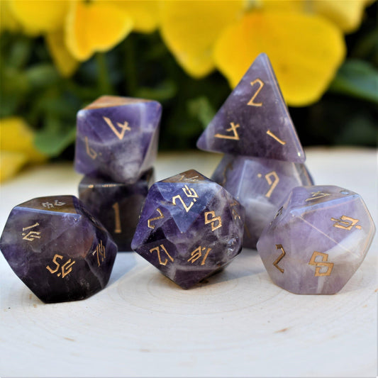 Amethyst Stone Dice Set