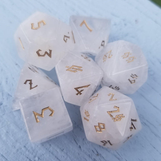 Crystal Quartz Stone Dice Set