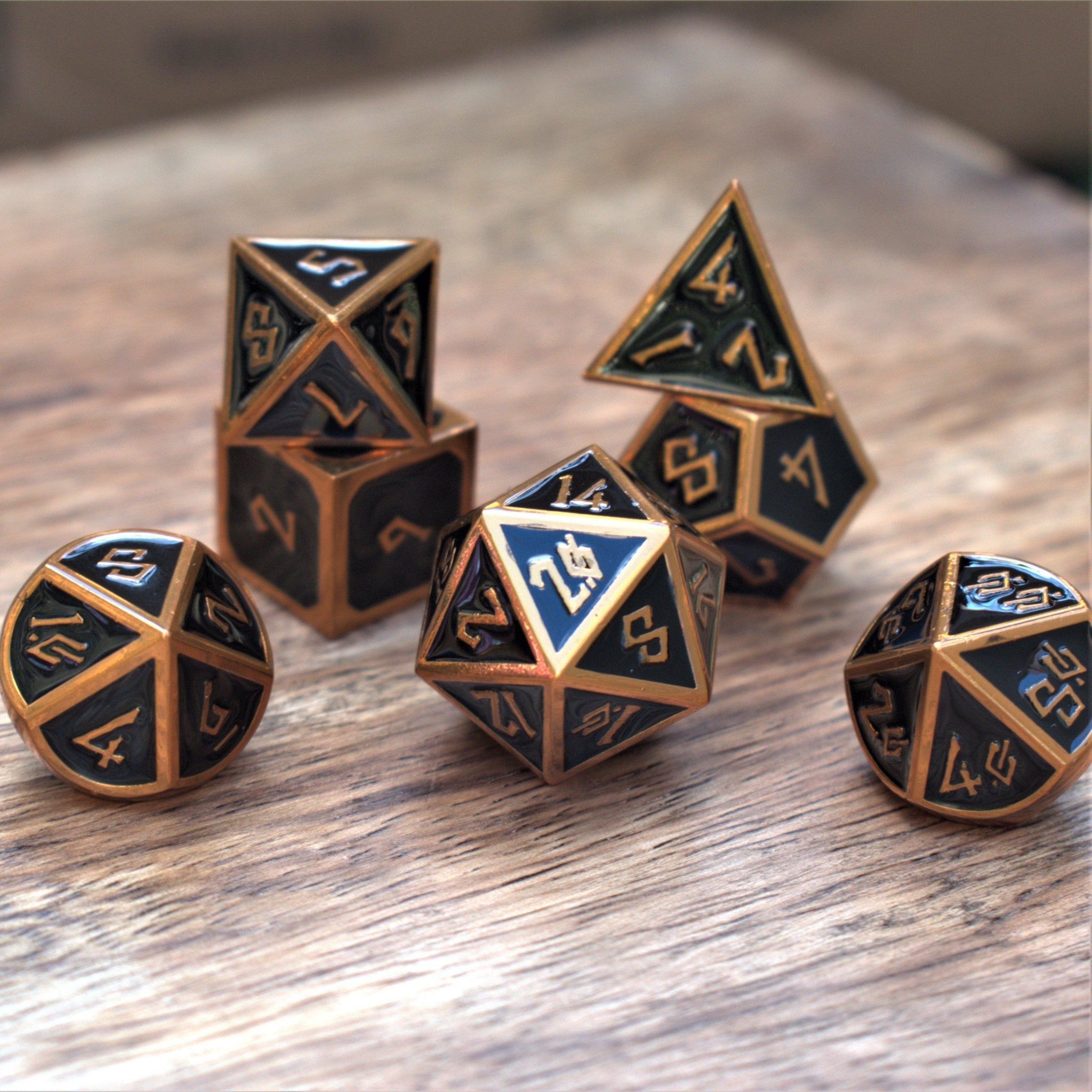 Elder Runes Copper And Black Metal Dice Set – Talon & Claw