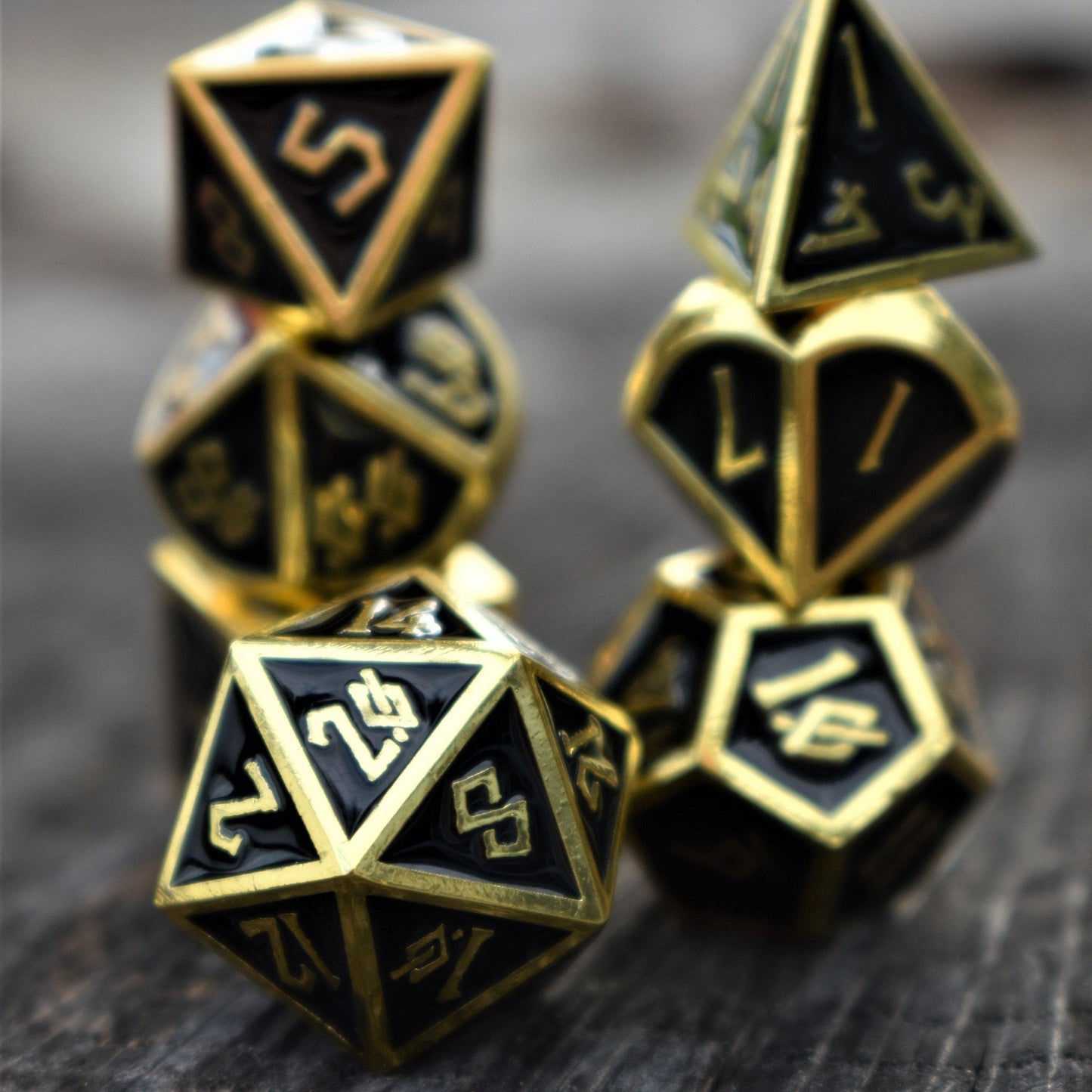Elder Runes Gold And Shadow Metal Dice Set