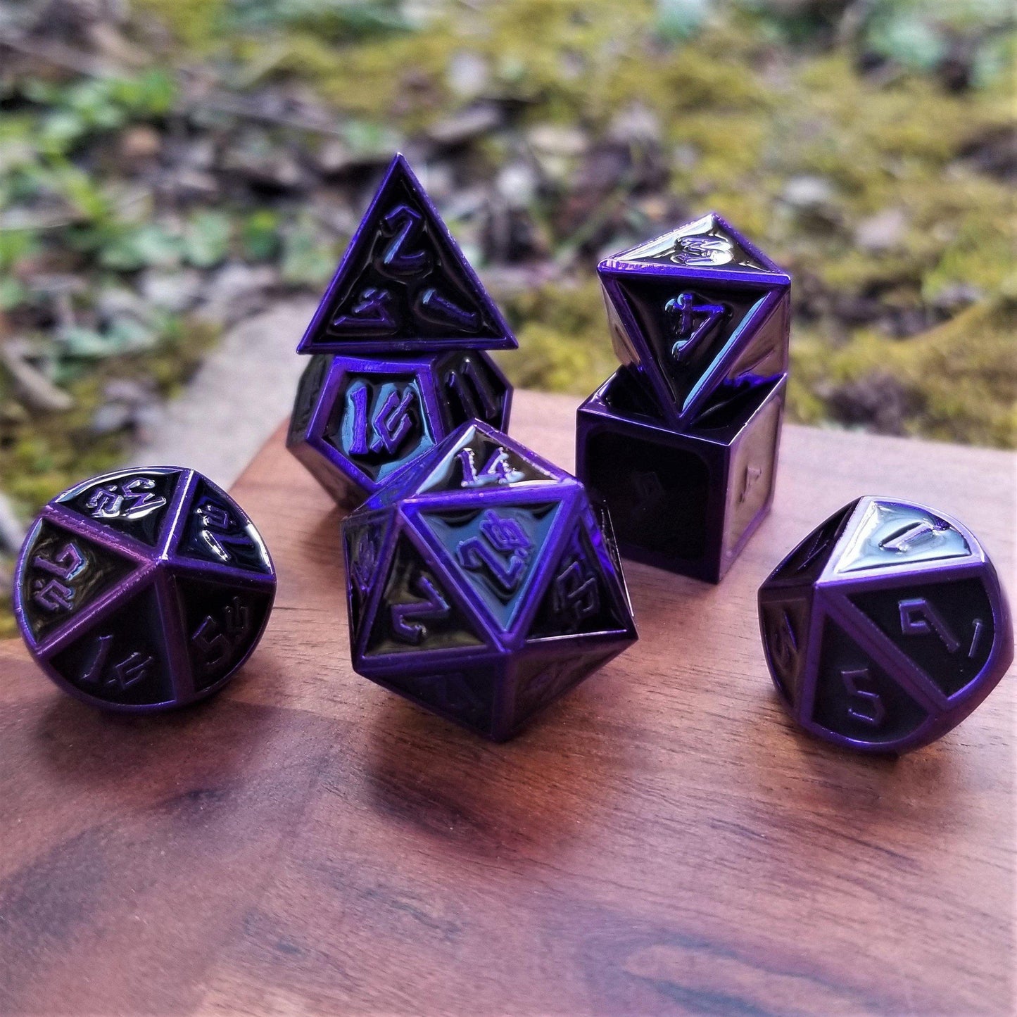 Elder Runes Purple Edged Metal Dice Set