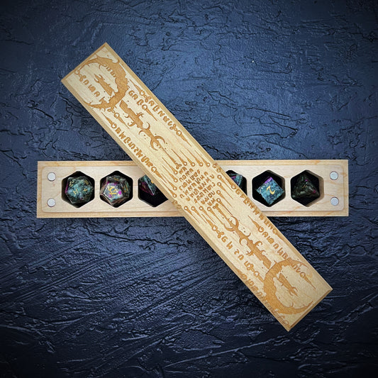 Moon and Runes Engraved Council of 7 Dice Vault